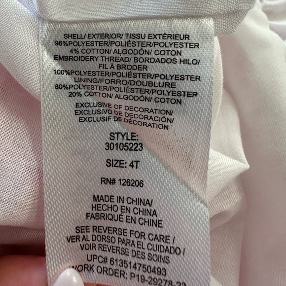 Laura Ashley flutter sleeve pink eyelet embroidered dress with floral detail 4T - Picture 4 of 4